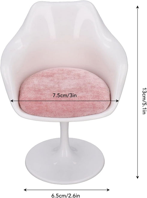 Doll House Office Chair, Fine Workmanship White Pink Doll House Chair Round Feet Casual Rotatable Chair for 1:6 Doll House (with Armrest) Naturalistas Fashion Doll