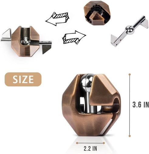 Fun Metal Brain Teaser Puzzle Games – Adults Mind 3D Toys – Educational Gift for Ages 12+ (3PCS)