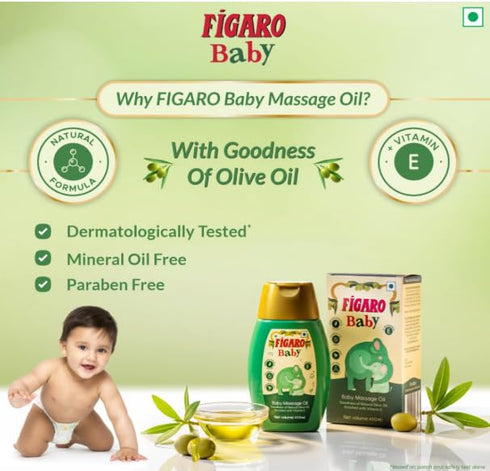 Generic 200 Ml Figaro Baby Massage Oil With Goodness Of Natural Olive Oil Enriched With Vitamin E, Dermatologically