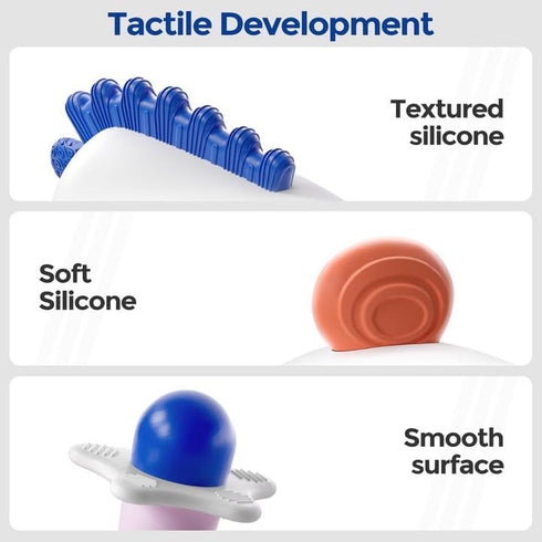 Evoceler Baby Rattles Shaker Toy, 2 Pack Musical Instruments, Soft Silicone Rattle Toys, Dinosaur & Bear