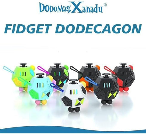 Fidget Dodecagon 12-Side Fidget Toy Cube, Relieves Stress and Anxiety, Travel Toy for Children and Adults, B2 Black