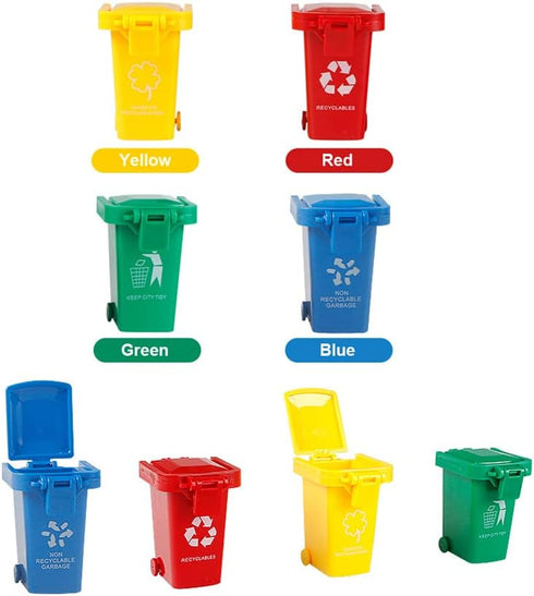 AITING Kids Push Toy Vehicles Garbage Truck's Trash Cans Toys Mini Curbside Vehicle Garbage Bin