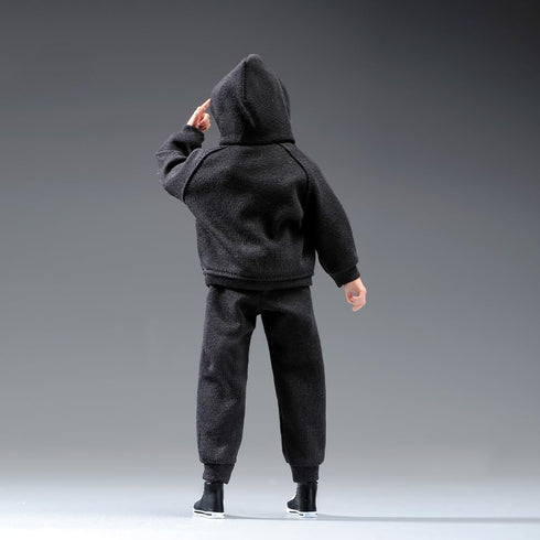 1/12 Scale Male Clothes - Men's Black Hoodie Pants Trousers for 6 Inch Action Figure Body Doll