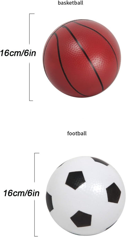 Sports Balls with Hand Pump - Pack of 2 Rubber Sport Ball Set for Kids, Includes Soccer and Basketball