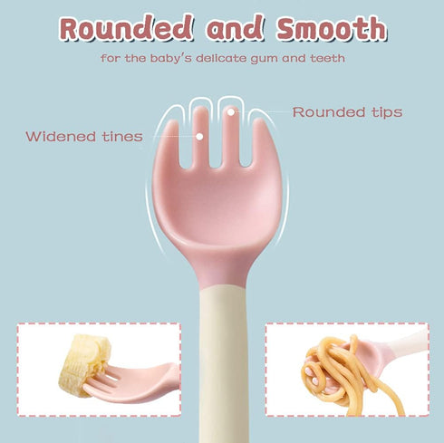 Toddler Utensils with Travel Case, Baby Spoon and Fork Set for Self-Feeding Learning, Bendable Handle Silverware for