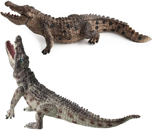 2 Pcs Simulated Crocodiles Model Figure Toy, Realistic Alligator Figurines Collection for Educational Props