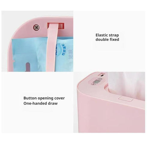 CTDWNT Portable Baby Wipe Warmer, Large Capacity Moist Wipe Dispenser with LED Display, Quiet & Even Heating, Diaper
