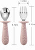 PandaEar 4 Set Baby Toddler Silicone Stainless Steel Utensils Silverware Spoon Fork for Baby Toddler BPA Free with Silicone Holding Anti-Choke Design (Pink&Grey) by PandaEar