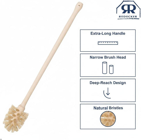 13-3/4 Inch, REDECKER Bottle Brush Cleaner - Horsehair and Beechwood Handle for Vases, Pitchers, Mugs, and Baby