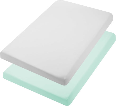 TILLYOU Mini Crib Fitted Sheets - Soft Knit Sheet for Pack N