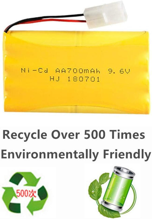 9.6V 700mAh Ni-Cd AA Battery Pack, Rechargeable with Standard Tamiya Connector for Remote Control Toys