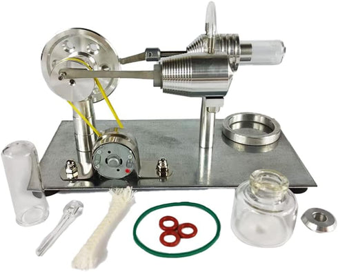 Qing Shuang Stirling Engine Steam Engine Physics Experiment, Educational Toy Generator with Colorful LED