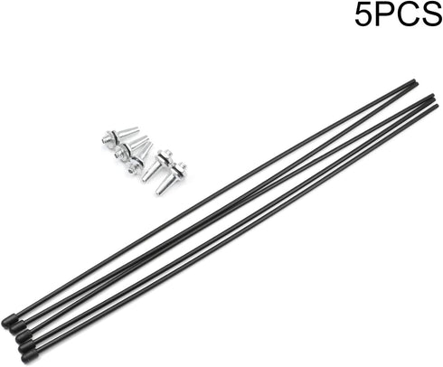 Fielect 5-Piece Set RC Antenna Tube - Black with Silver Mount & Cap