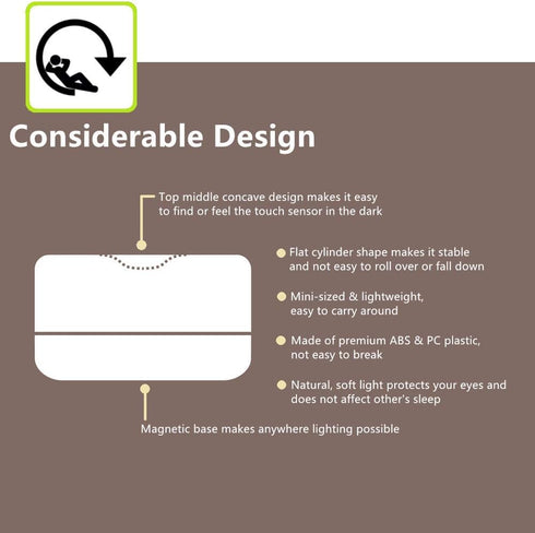 RTSU Dimmable Rechargeable Mini Touch Night Light, Wireless LED Lamp for Kids - Portable, Nursery Lamp