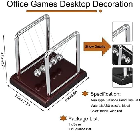 Balance Pendulum Balls Desk Accessories for Men, Swinging Balls with Base for Calm Down Fidgets, Office Decor