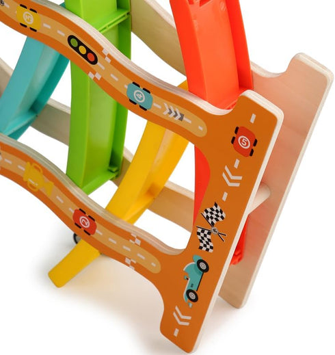 TUYFKDS 1 2 3 4 8 1-3 Wooden Car Ramp Toy for Year Old Boys and Girls Level Toddler Race Track with Mini Cars Garage