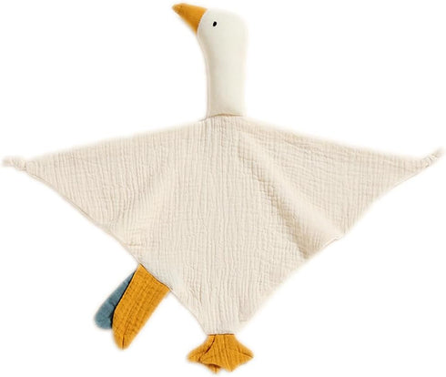 Baby Loveys Security Blankets, Soft Cotton Muslin Cuddly Lovies for Infants Unisex Boy Girls, Cuddle Goose White