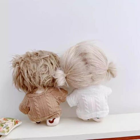 niannyyhouse 10cm Plush Doll Clothes, Cartoon Pattern Knit Sweater Accessories (Red)