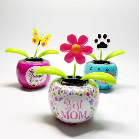 2Pcs Purple Solar Power Flip Flap Flower, Eco-Friendly Bobblehead Solar Dancing Flowers for Car Decoration