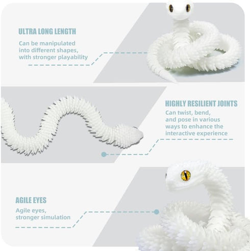 SGYYSG 24 Inch 3D 3D Printed Snake - Movable Articulated Snakes, Perfect Printed Animals for Educational Toys!
