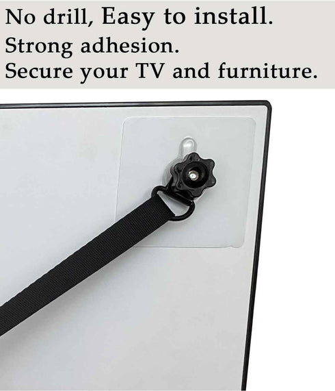 1 Pack Adjustable TV Safety Straps, No-Drill Anti-Tip Furniture Anchors for Baby Proofing, Flat Screens Fix