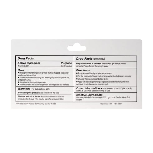 20% 2 oz (24 Pack), CareAll Zinc Oxide Skin Protectant Barrier Ointment Relieves, Treats and Prevents Minor Skin