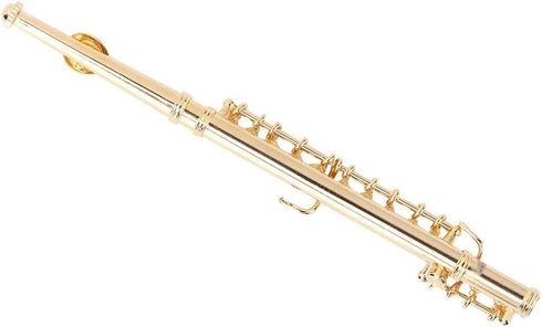 Miniature Flute, 11cm Gold Flute with Stand and Case, Copper Mini Musical Instrument for Dollhouse Decor