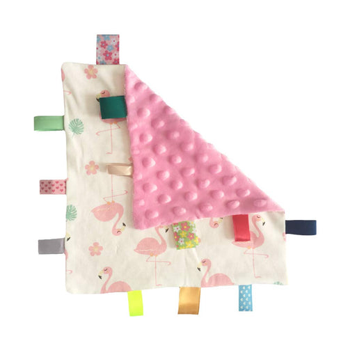 Pink Baby Tag Comforter Taggy Blanket - Multi-Coloured Tag Security Blanket, Taggy Plush Comforter - Pale Pink Textured