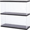SUPERFINDINGS Clear Minifigures Display Case, Acrylic 2 Tier Showcase with Black Base for Models, 27.3x30x9.8cm