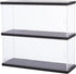 SUPERFINDINGS Clear Minifigures Display Case, Acrylic 2 Tier Showcase with Black Base for Models, 27.3x30x9.8cm