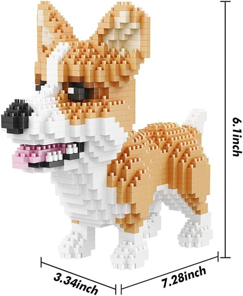 Ulanlan Adult Building Sets, Corgi Micro Bricks Dog Toy, 1380 Pieces for Dog Lovers