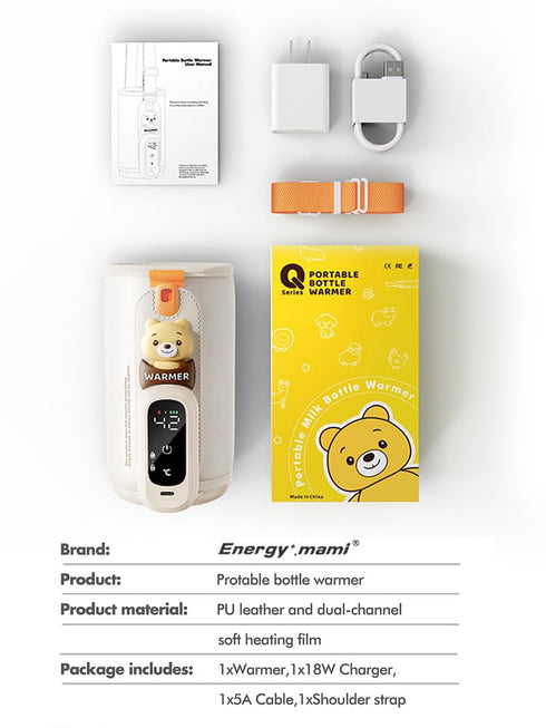 ENERGYMAMI Portable Bottle Warmer for Travel, Baby Bottle Warmer for Breastmilk & Formula, Milk Warmer on the Go