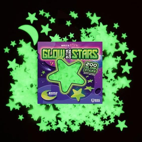 200 3D Pcs Glow in the Dark Stars with Moon - Luminous Wall Stickers Night Light for Boys & Girls Room Decor - Bedroom