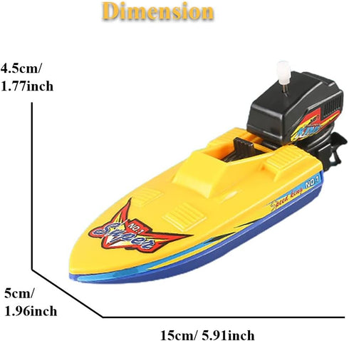 Sailboat Wind-up Ship Toy - Speed Boat Jet Ski Motorboat Pull & Go Amphibious Yacht Tub Toy for Kids (Speed Boat)