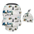 Baby Carseat Cover with Beanie, Adventure Mountain Infant Carseat Canopy for Boys Girls, Nursing Cover Breastfeeding