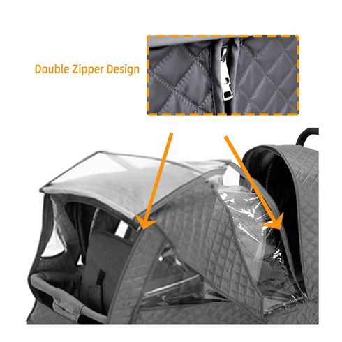 Lydomie Rain Cover for Stroller Winter, Universal Double Stroller Rain Cover Front Back, Double Stroller Cover for Rain