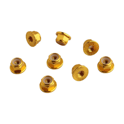 8PCS Flange M4 Lock Nuts Serrated Nylon Self-Tightening Aluminum Wheel Hardware for RC Car Vehicles