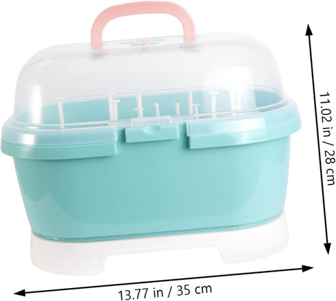 Kisangel Bottle Storage Box with Drain Shelf Durable Organizer for Bottles Pacifiers Tableware Ergonomic Handle for Boy