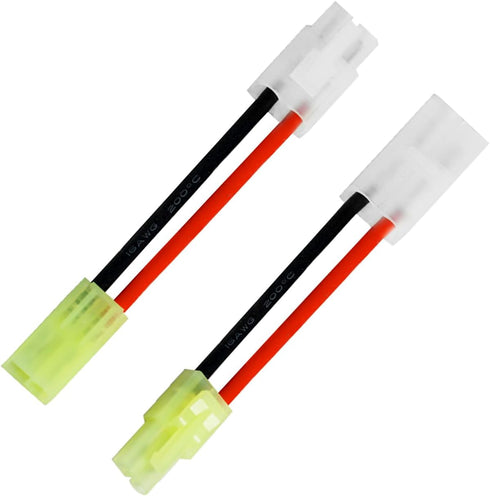 1Paris Adapter Compatible with Large Tamiya Style Plug to Mini Tamiya Plug Adapter 16AWG Female Male Cable Wire for Airsoft