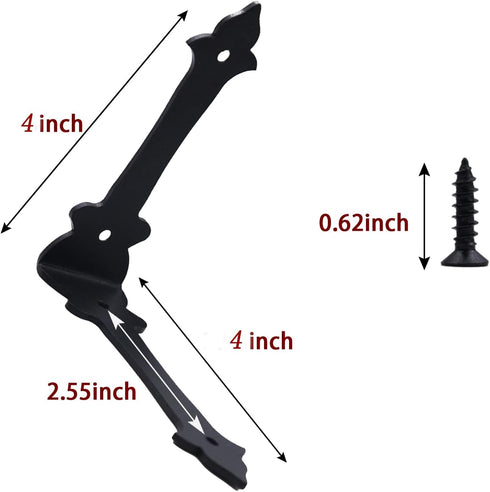 4 Inch Corner Protector Furniture Edge Guards, Metal Embellishments with Wood Decorative Hardware, 8 Pack (Black)