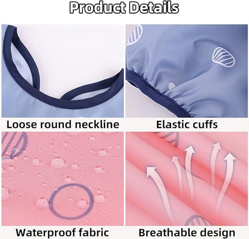 Long Sleeve Baby Feeding Bib - Coverall Weaning Bib for Highchair and Table Use