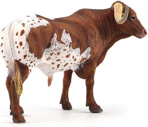 Gemini&Genius Longhorn Cow Toy Action Figure, 6 Inches Length, Hand Painted, Realistic and Durable Farm Animal Toys for