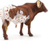 Gemini&Genius Longhorn Cow Toy Action Figure, 6 Inches Length, Hand Painted, Realistic and Durable Farm Animal Toys for