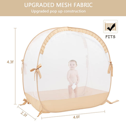 L RUNNZER Crib Tent, Portable Crib Tent to Keep Baby from Climbing Out, See-Through & Breathable Mesh Crib Net