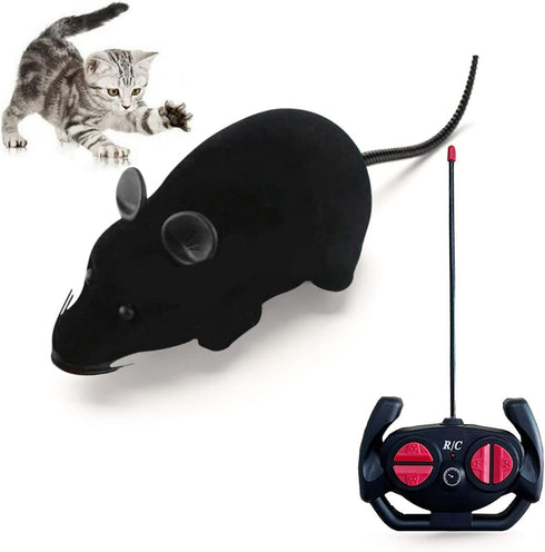 Giveme5 Remote Control Fake Rat Realistic Mouse Cat Toy, Interactive Toy Figures for Cats, Black
