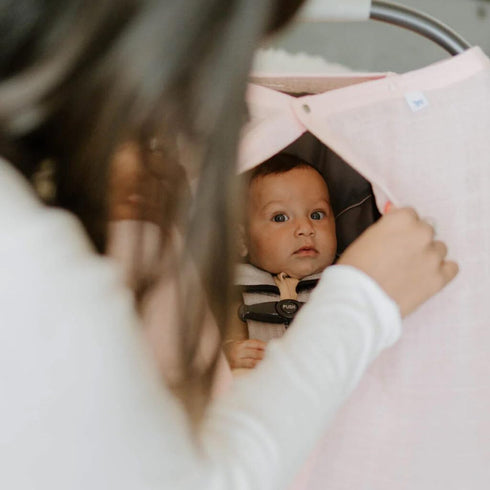 Unreleased Light Pink Cotton Muslin Car Seat Canopy
