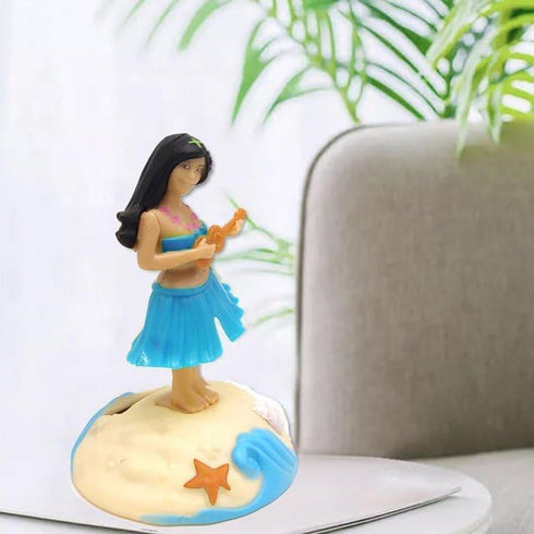 Solar Powered Dancing Figures Decoration, Hula Girl Shaking Head Ornaments for Car Dashboard Interior Decoration