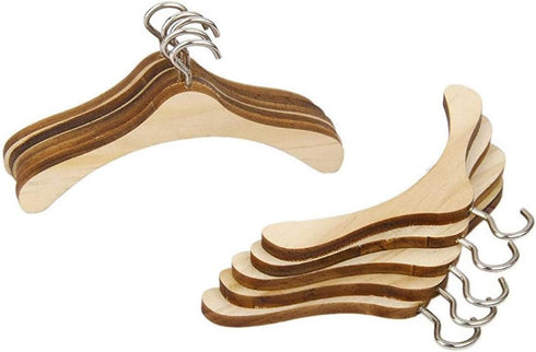 TOYANDONA 10pcs Wooden Dolls Clothes Hanger, Mini Doll Hanger for Dollhouse Miniature Accessories