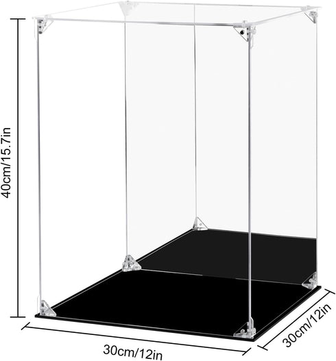 (12x12x15.7 inch; 30x30x40 cm) Acrylic Display Case for Collectibles Assemble Clear Acrylic Display Box with Mirrored
