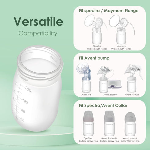 5.4 oz; S2 S1 9 Maymom Wide Neck Breastmilk Collection n Storage Bottle Re-markable SureSeal Disc. Fits Spectra Spectra